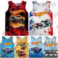 YAYA * เสื้อกล้ามรถ HotWheels สำหรับเด็กเสื้อแขนกุดเสื้อกล้ามเสื้อครอปสำหรับเด็กแข่งรถเสื้อเด็กหญิงเด็กชาย