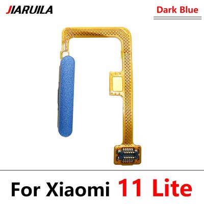 เครื่องสแกนลายนิ้วมือต้นฉบับสำหรับ Xiaomi Mi 11 Mi11 Lite ID ปุ่มโฮมเมนูกลับคืนสายเคเบิลแบบยืดหยุ่นเซนเซอร์จดจำคีย์