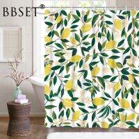 Summer Fruit Shower Curtain Yellow Lemon Flower Green Leaves Pattern Waterproof Multi-size Douchegordijn Bathroom Decor