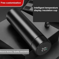 ❈✔ Double Layer Stainless Steel Thermal Water Bottle With Temperature Display Thermos Bottle Customized Logo Business Gift 500ml