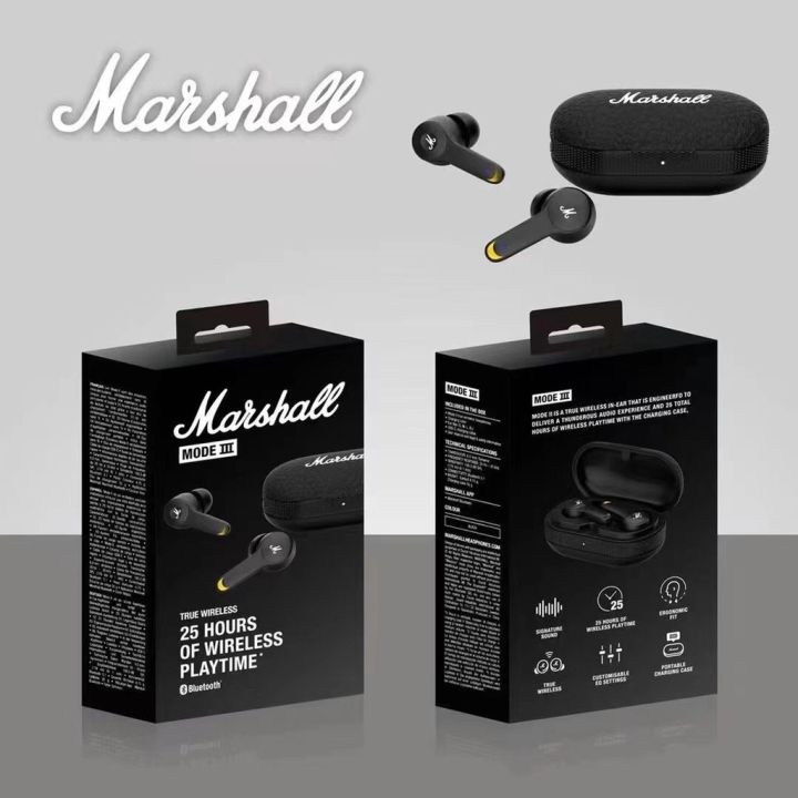 หูฟังบลูทูธ-marshall-mode-iii-true-wireless-หูฟังไร้สาย-หน้าตาสุดคลาสสิค-ขนาดเล็ก-ใส่สบายหู-เชื่อมต่อเสถียร-ระบบสัมผัส