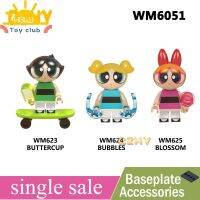 HowarBess พาวเวอร์พัฟฟ์เกิร์ลส์ Minifigures Buttercup Bubbles เบ่งบานบล็อกตัวต่ออิฐของเล่นคอลเลกชัน WM6051