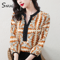 SNUG เสื้อยาวปิดถึงก้นระดับไฮเอนด์คอวีทรงหลวมลดอายุพิมพ์แฟชั่นใหม่ฤดูร้อน2023