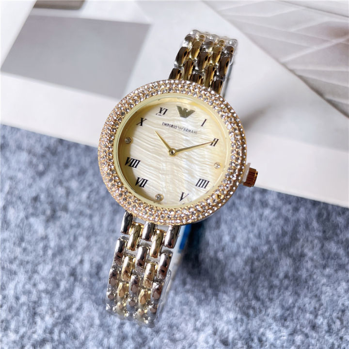 armani-นาฬิกาผู้หญิงสายสเตนเลสนาฬิกาผู้หญิง-นาฬิกาข้อมือประดับเพชรสไตล์ควอตซ์2022