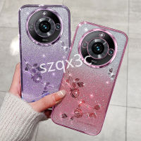 เคสสมาร์ทโฟนพร้อมในสต็อกสำหรับ Realme 11 Pro + 10T 10 Pro 5G C53 C55 C33 NFC C31 C30 4G GT NEO5 SE 2023ใหม่เคสนิ่มกากเพชรส่องแสงเป็นประกายวิบวับพลอยเทียมเคสโทรศัพท์ภาพดอกไม้สีชมพูม่วง Realme11Pro โทรศัพท์ + ฝาหลัง