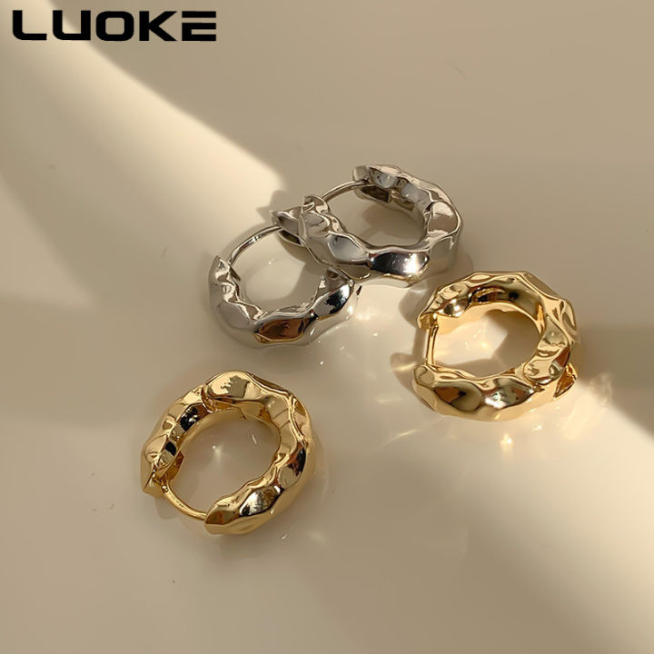 luoke-ต่างหูเม็ดเล็กเนื้อหนังโลหะรูปไข่ที่เรียบง่ายอเนกประสงค์การออกแบบของชนกลุ่มน้อยยุโรปและอเมริกา