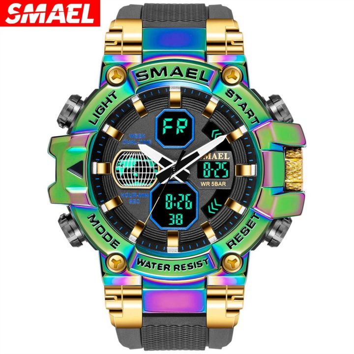 july-hot-8027-colorful-alloy-watch-mens-outdoor-sports-waterproof-multi-functional-electronic