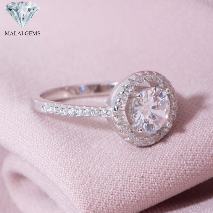 malai-gems-แหวนเพชร-halo-แหวนเพชรล้อม-เงินแท้-925-เคลือบทองคำขาว-ประดับเพชรสวิส-cz-รุ่น-071-2r12504-แถมกล่อง