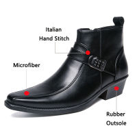 JUNJARM British Retro Men Boots Microfiber Black Men Motorcycle Boots Casual Shoes Male Fashion Buckle Quality Zapatillas