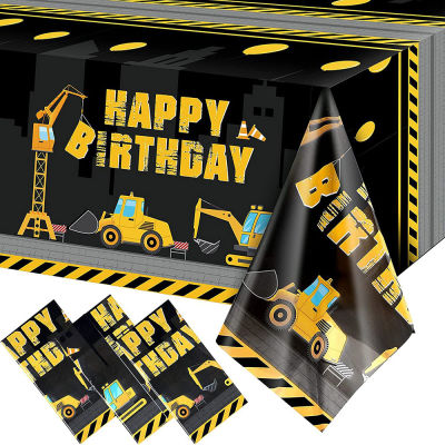 【CW】Construction Happy Birthday Tablecloth Dump Truck Kid Boy Birthday Table Covers Tractor Plastic Printed Tablecloth Party Supplie