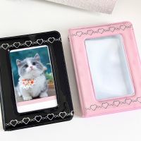 3 Inch PVC Pink Love Chain Photo Album 40 Slots Kpop Mini Square Photo Album Korean Sweet Cool Idol Photo Card Storage Book