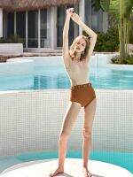 Thin retro joined conservative dress swimsuit Free Shipping