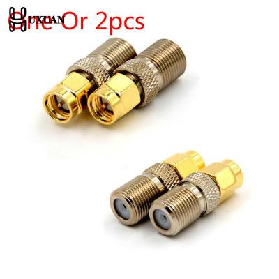 One Or 2pcs F Type Female Jack To SMA Male Plug Straight RF Coaxial Adapter F Connector To SMA Convertor Gold Tone Electrical Connectors