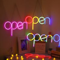 LED Neon Lights OPEN Wall Sign USB Atmosphere Light Door Decor Hanging Night Lamp Business Bar Club Coffee Shop Decoration Bulbs  LEDs HIDs