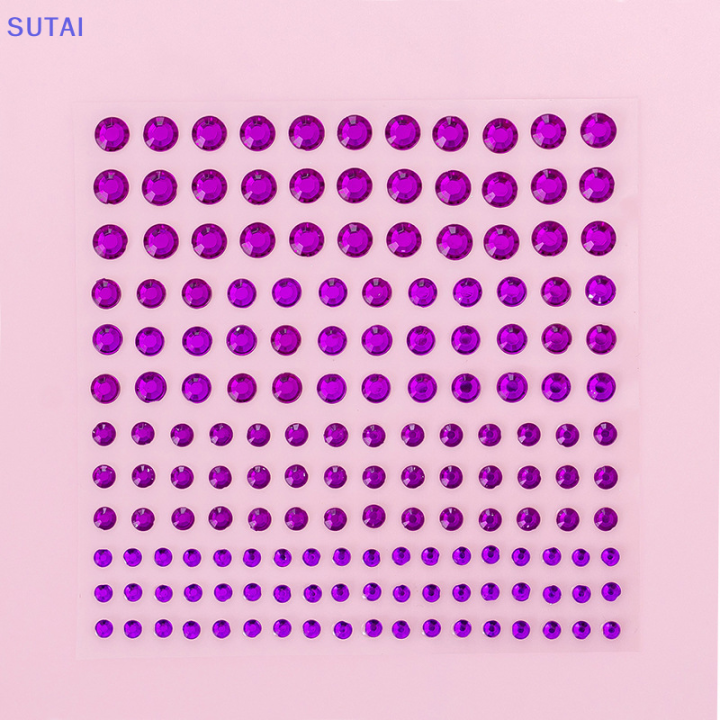 lowest-price-sutai-สติกเกอร์พลอยเทียม3456มม-1แผ่น165ชิ้นสติกเกอร์ประดับคริสตัลอัญมณีมีกาวในตัวสติกเกอร์ตกแต่งแบบทำมือ