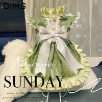 OIMG Green Puppy Clothing Spring Autumn Thin Clothes Pet Cat Evening Dress French Bulldog Corgi Bichon Yorkies Dog Girl Skirt Dresses