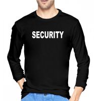 Man Long Sleeve Clothing New Mens Black Security T-Shirt Full Size Security Logo Front Back T Shirt For Men Faddish Fashion Tees