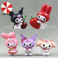 FDSFVDXGS ชุดฟิกเกอร์สตรอเบอรี่ชุด Kuromi ของเล่นโมเดล S Pachacco ของเล่นโมเดล Cinnamorol Kawaii Mini My Melody Ffigures Collection