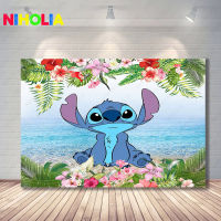 Lilo &amp; Stitch ฉากหลังเด็กวันเกิด Party Photo ตกแต่งการถ่ายภาพ Ocean Flower พื้นหลัง Baby Shower Prop Banner