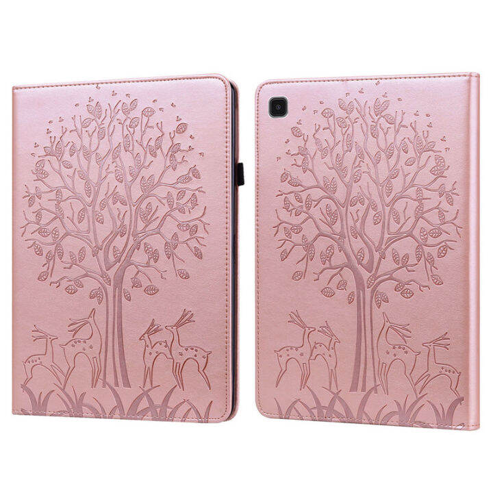 เคสสำหรับซัมซุงกาแล็กซีแท็บ-a7-lite-8-7นิ้ว-sm-t220-t220-sm-t225-2021กรอบแท็บเล็ตฝาหลังหนัง-pu-อ่อนนุ่มกระเป๋าสตางค์รูปต้นไม้นูน