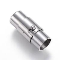 20Set 304 Stainless Steel Locking Tube Magnetic Clasps Column Stainless Steel Color 18x8mm Hole: 6mm