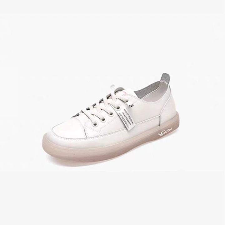รองเท้าหนังสีขาว-พื้นเนื้อเจลลี่นุ่มนิ่มรองเท้าหนังแท้พื้นนิ่มสีขาว