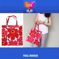 [สีขายดีอันดับ2] กระเป๋าผ้า Marimekko -Tote bag ดอกแดง ของแท้ 100% มีป้ายแท๊ก (ถุงผ้า,กระเป๋าผ้าสะพายข้าง,มาริเมกโกะ,ถุงผ้าลดโลกร้อน)