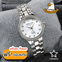 AMERICA EAGLE นาฬิกาข้อมือสุภาพสตรี สายสแตนเลส รุ่น AE090L - Silver/White