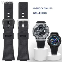 ♙สายรัด GM-110 GM110สำหรับ Casio ใหม่ซิลิโคนสายรัด G-SHOCK GM-110GB กันน้ำสายรัดนาฬิกาข้อมือยางนุ่ม16มม. สีดำสร้อยข้อมือเหล็ก