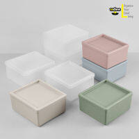 UDEE Multi Purpose Box Pack 4: กล่องพลาสติกอเนกประสงค์ แพค 4 ชิ้น ซ้อนได้ ฝาครอบไม่ล็อค