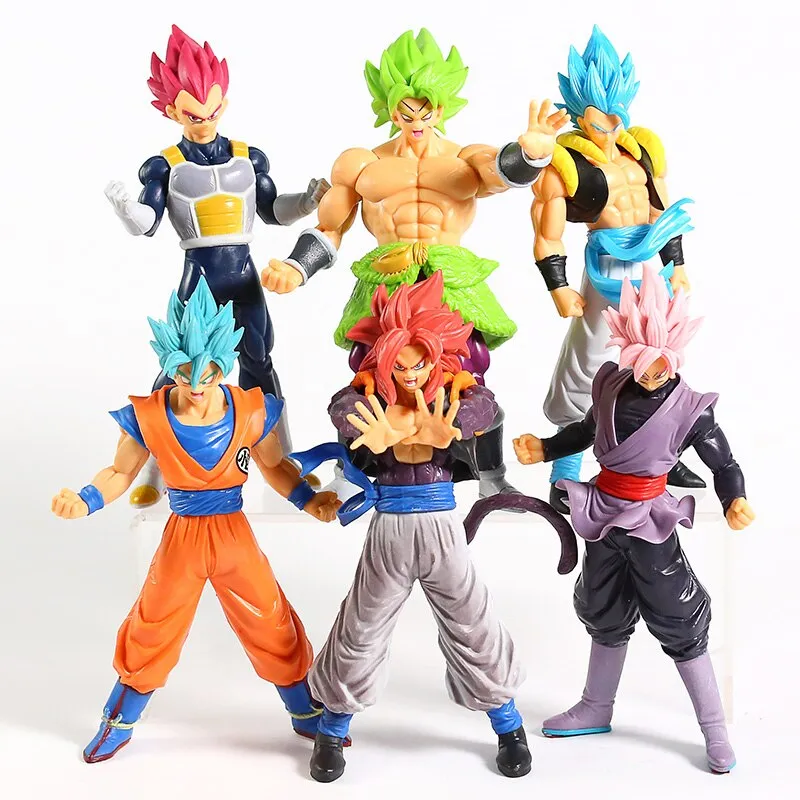 6pcs Anime Dragon Ball Super Saiyajin Filho Goku Vegito Gogeta Ornamento  Boneca Figura 5