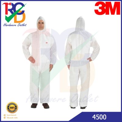 ชุด3M 4500 ชุดป้องกันสารเคมีและฝุ่นละออง (Protective Coveralls) สีขาว