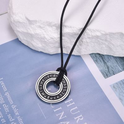 LIEBE ENGEL Vintage Nordic Rune Necklaces For Men Stainless Steel Norse Runes Viking Pagan Elder Futhark Pendant Amulet Talisman
