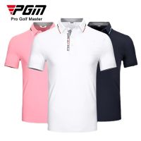 PGM Golf Fashion quick dry and dissipates heat sports fabric men short sleeved polo shirt with lapel hem slit design