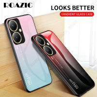 ROAZIC สำหรับ VIVO Y27/VIVO Y27 5G เคสไล่เฉดสีหลากสีหลังเป็นกระจกแข็งนิรภัยขอบนุ่มเคสใส่โทรศัพท์ฝาครอบ