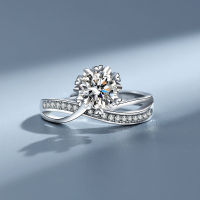 [COD] แหวน Moissanite สตรีแหวนเพชรเกล็ดหิมะหนึ่งกะรัตแฟชั่นเรียบง่ายเครื่องประดับโรงงานแต่งงาน