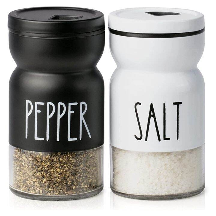 Farmhouse Salt and Pepper Shakers Set with Adjustable Lids, Modern Home