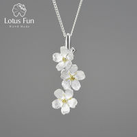 Lotus Fun Real 925 Sterling Silver Long Elegant Forget-me-not Flower Pendant Fashion Jewelry Chains and Necklace for Women 2022