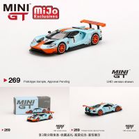 โมเดลรถจำลองหล่อโลหะอัลลอยขนาดเล็ก GT ขนาด1/64 Gulf รุ่นสหรัฐหมายเลข6 Ford GT GTLM ของตกแต่งคอลเลกชันระดับไฮเอนด์