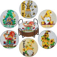 [COD] 5D new diamond painting coaster round design creative tree essence anti-scalding handmade full of diamonds