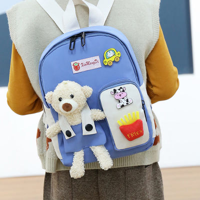 2022 Cartoon Bear Canvas School Bags For Gilr Cute Kids Kindergarten SchoolBags Children Backpacks Girls Boy Book Bags Back Pack