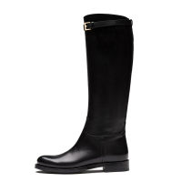 RIZABINA Plus Size 34-43 Women Knee Boots Leather 2022 Fashion Buckle Winter Warm Shoes Woman Casual Daily Long Boot Footwear