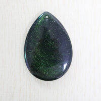 Natural Green Sand Stone Crafts Flat Oval Warter Drop Teardrop Pendant For Jewelry Making Charm Accessories 1Pc Free Shipping