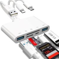 5-In-1อ่านการ์ดความจำ,อะแดปเตอร์ OTG USB และการ์ดรีดเดอร์ SD สำหรับ Iph/ipad,USB C และ USB อุปกรณ์ที่มี Micro SD &amp; ช่องเสียบการ์ดเอสดี,รองรับ SD /Micro Sdhc/sdxc/mmc