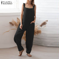 2020 ZANZEA ผู้หญิง Jumpsuits ฤดูร้อน Overalls Causal Suspender Rompers หญิงถัง Playsuits Femme Vintage ผ้าลินิน Combinaison 5XL