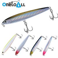 OnetoAll Hard Pencil Fishing Lure ABS Plastic Sinking Spoon Bait With Treble Hook Carp Artificial Jigging Saltwater SwimbaitLures Baits