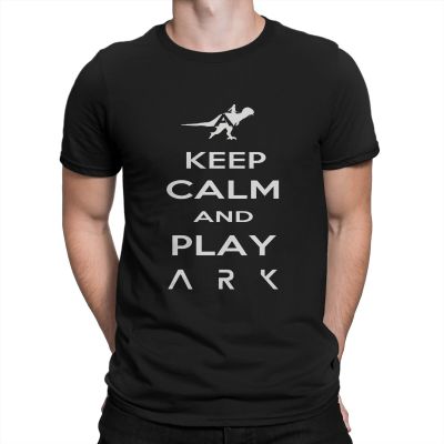 Funny Keep Calm T-Shirts Men Crewneck 100% Cotton T Shirt Ark Survival Evolved Game Short Sleeve Tees Gift Idea Clothing