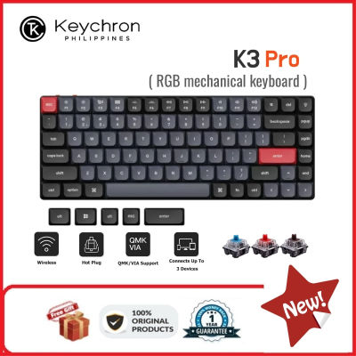 【ของแท้ใหม่💯】Keychron K3 Pro RGB Hot swap 84key คีย์บอร์ดไร้สาย 75% แบบบางพิเศษ（ประกันศูนย์3ปี）