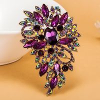 Luxurious champagne Stars Purple Brooch Bouquet Shiny Brand Austrian Crystal Hijab Pins And Broaches Very Nice Christmas Broches