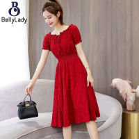 Women Summer Off Shoulder Dress Solid Color Fashion Lantern Short Sleeve Pullover Dress【fast】